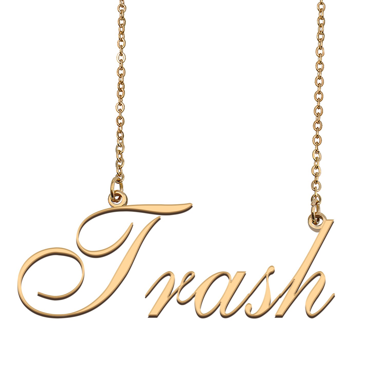 Custom Personalized Name Necklace in Golden Silver for Women Trash