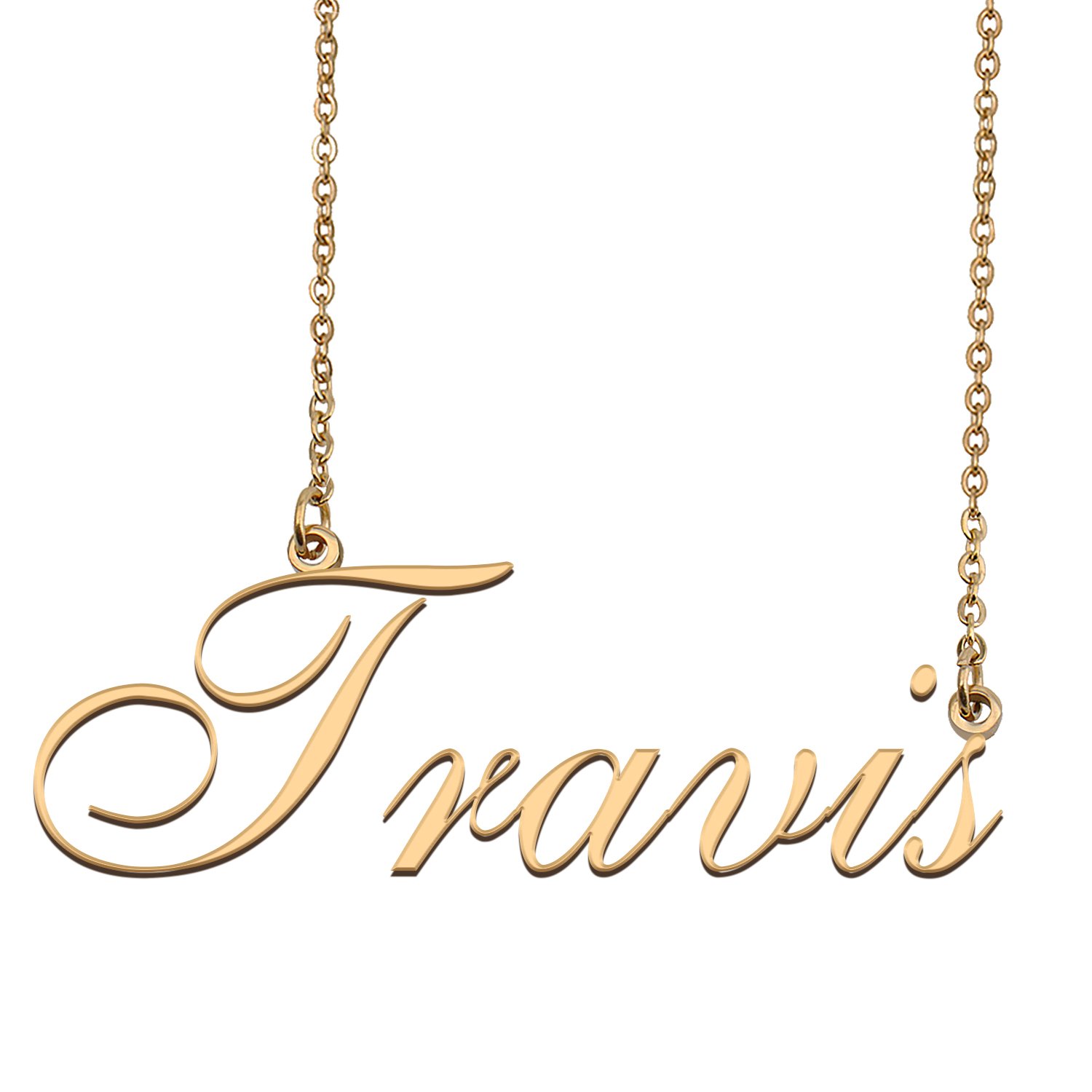 Custom Personalized Name Necklace in Golden Silver for Women Travis