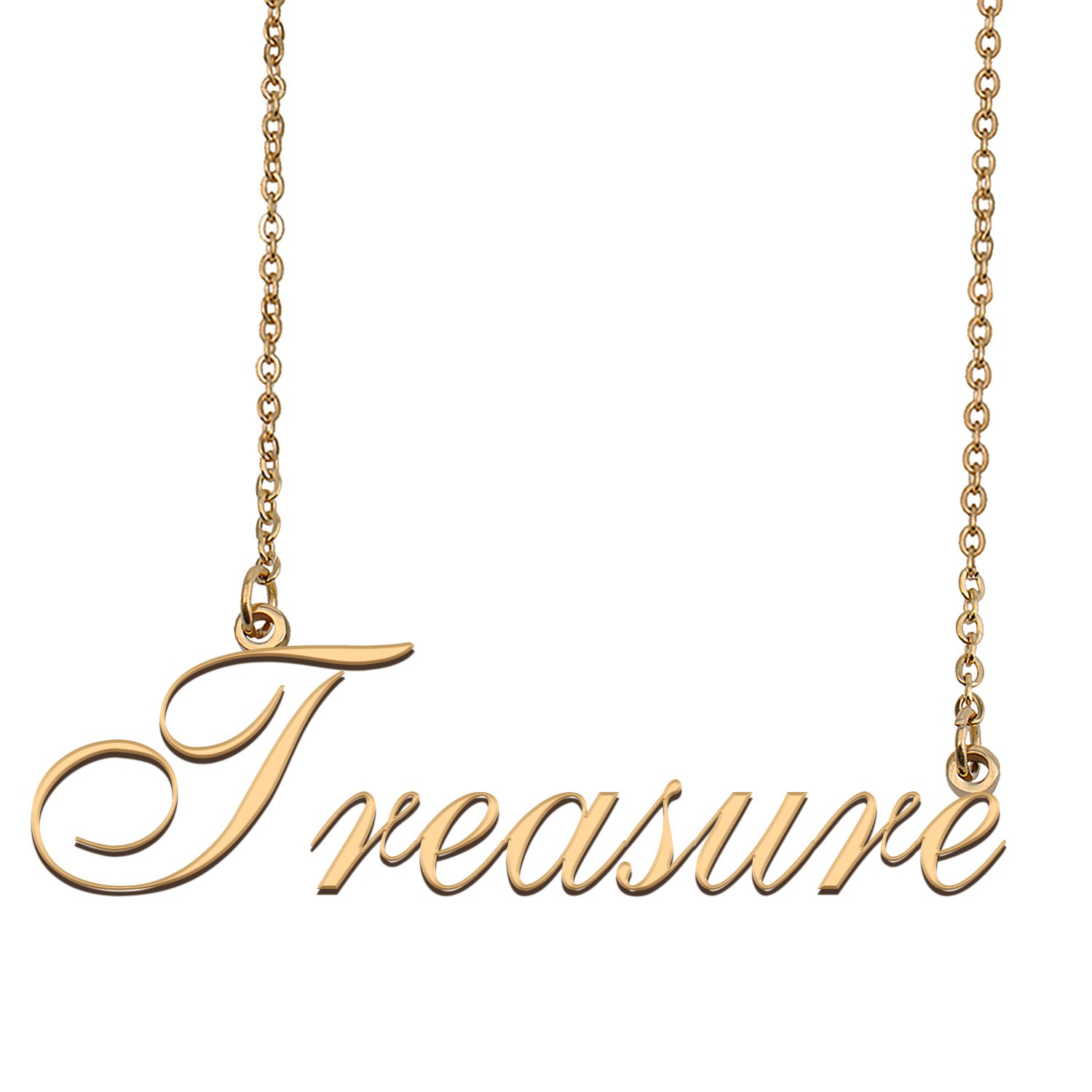 Custom Personalized Name Necklace in Golden Silver for Women Treasure