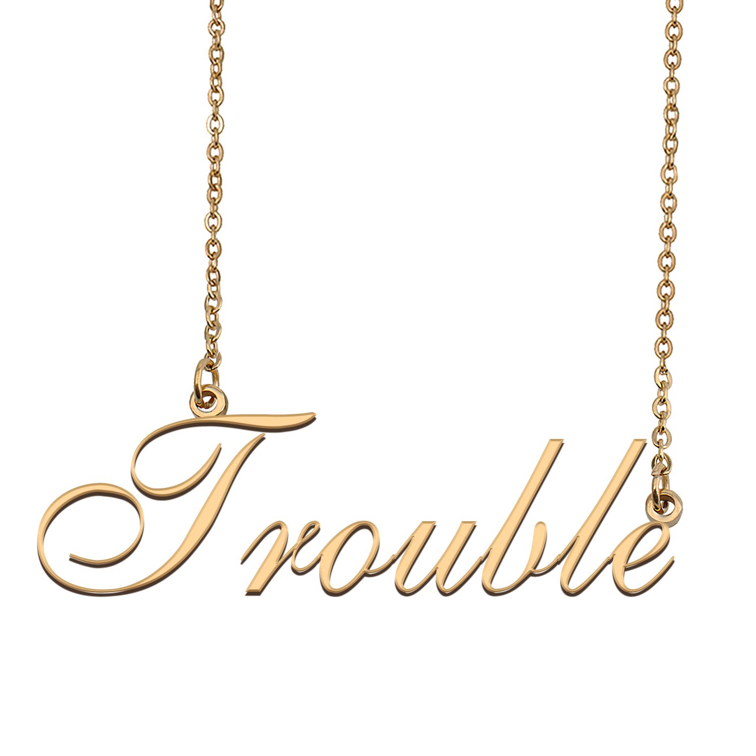 Custom Personalized Name Necklace in Golden Silver for Women Trouble