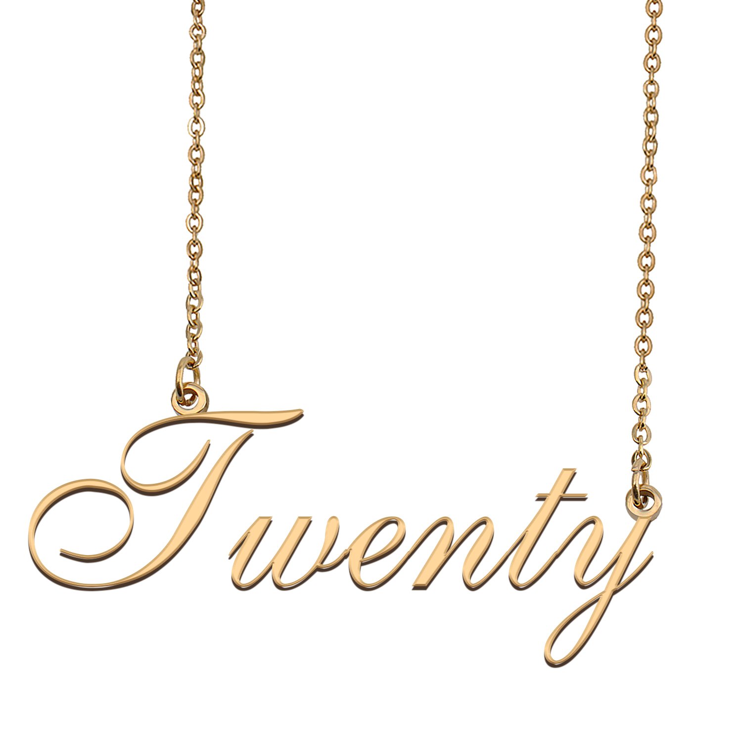 Custom Personalized Name Necklace in Golden Silver for Women Twenty