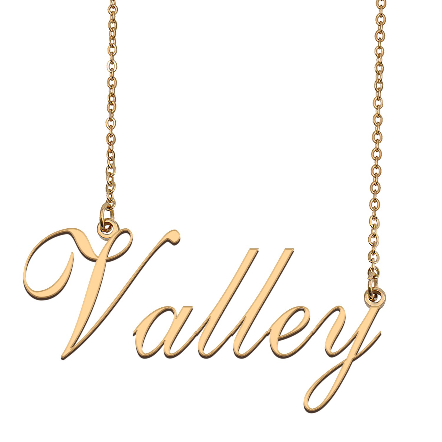 Custom Personalized Name Necklace in Golden Silver for Women Valley