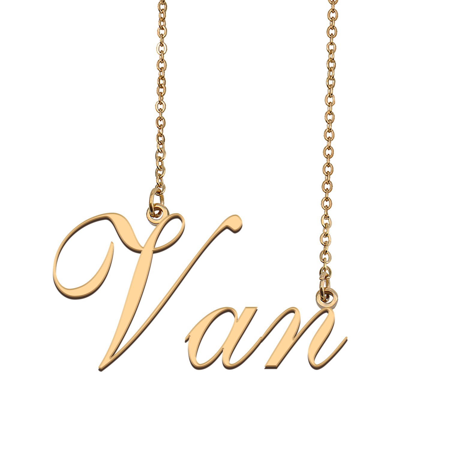 Custom Personalized Name Necklace in Golden Silver for Women Van
