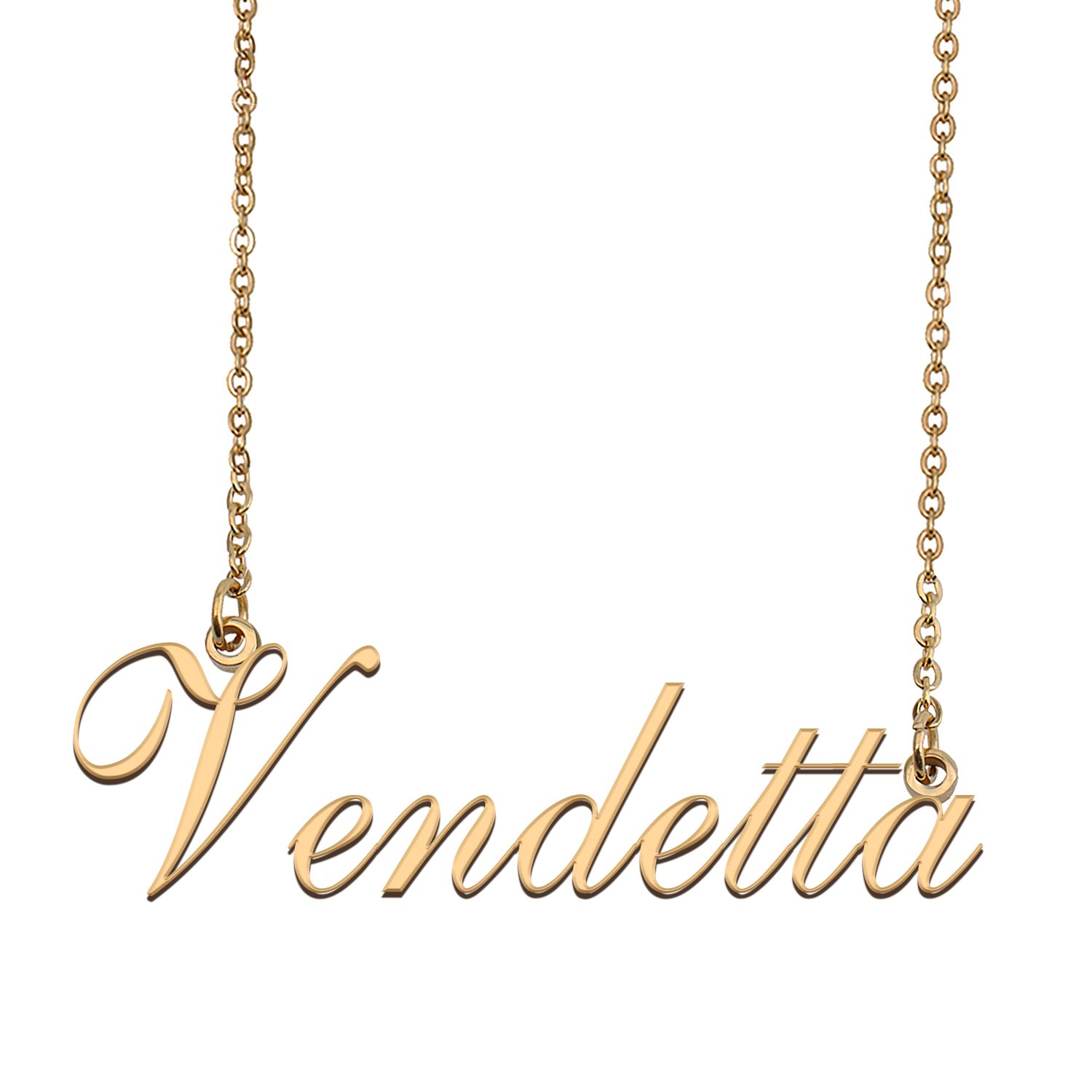 Custom Personalized Name Necklace in Golden Silver for Women Vendetta