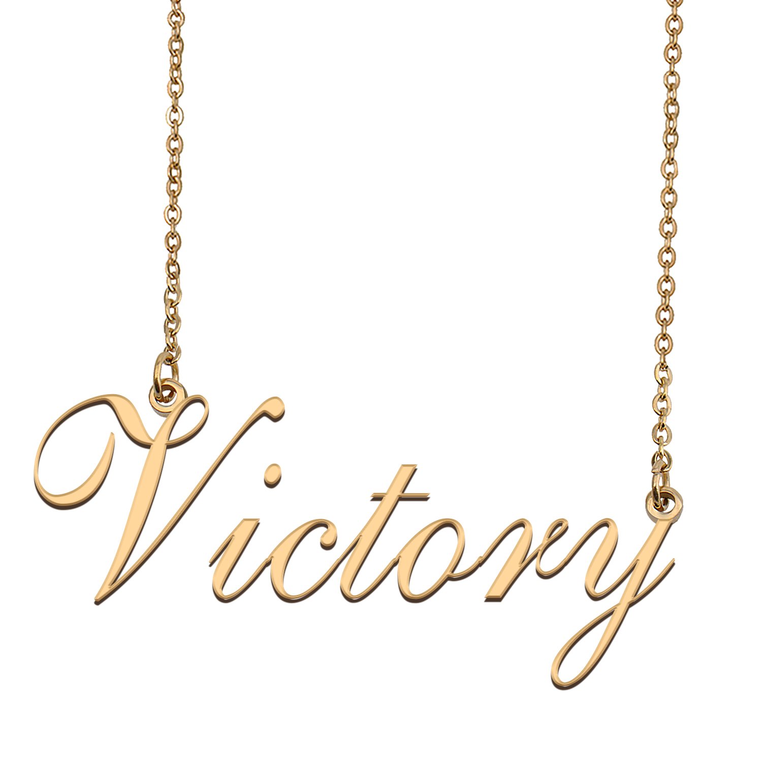 Custom Personalized Name Necklace in Golden Silver for Women Victory