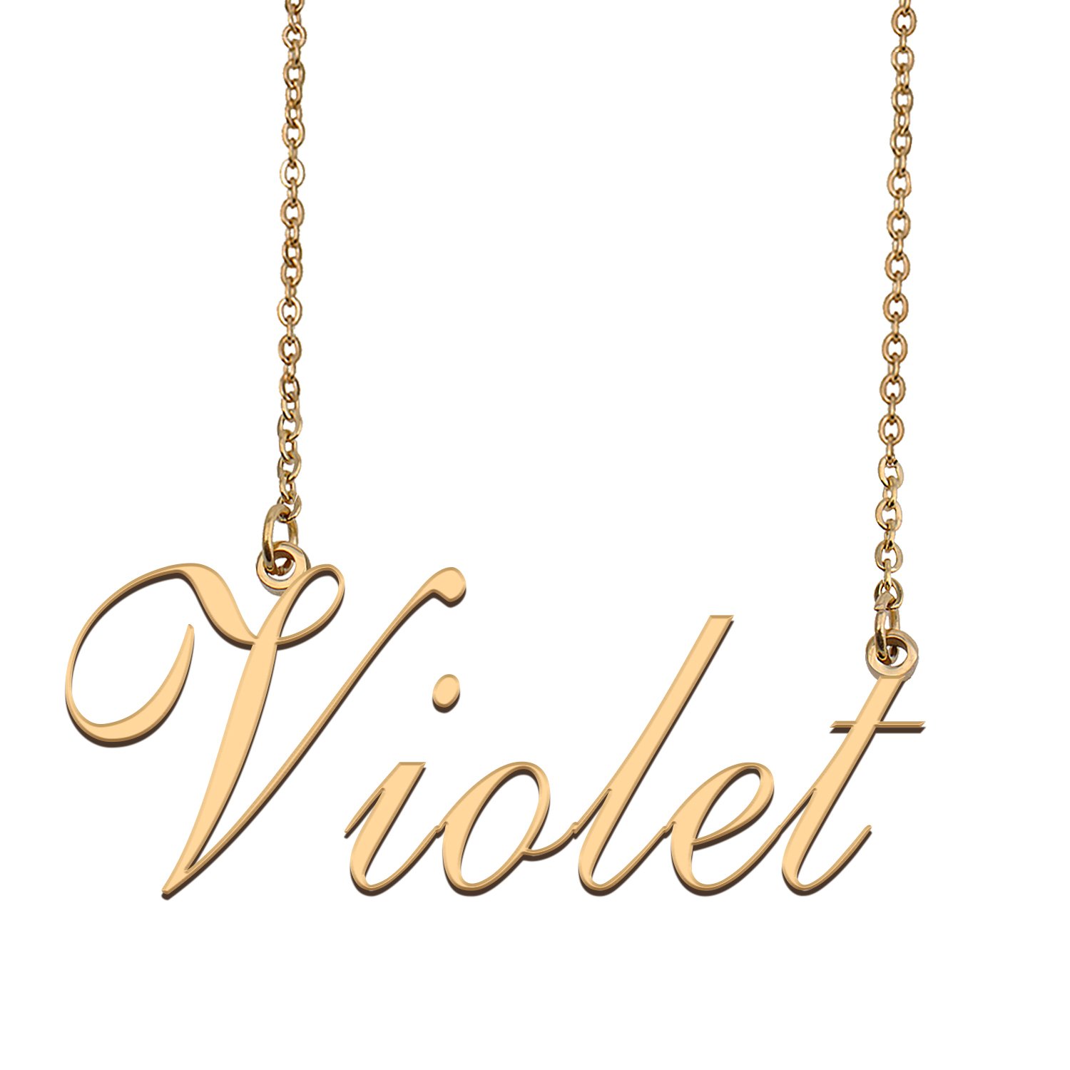 Custom Personalized Name Necklace in Golden Silver for Women Violet