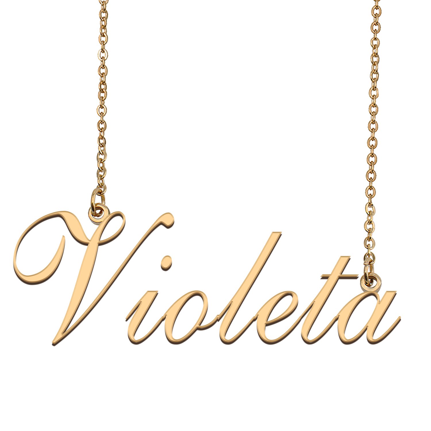 Custom Personalized Name Necklace in Golden Silver for Women Violeta