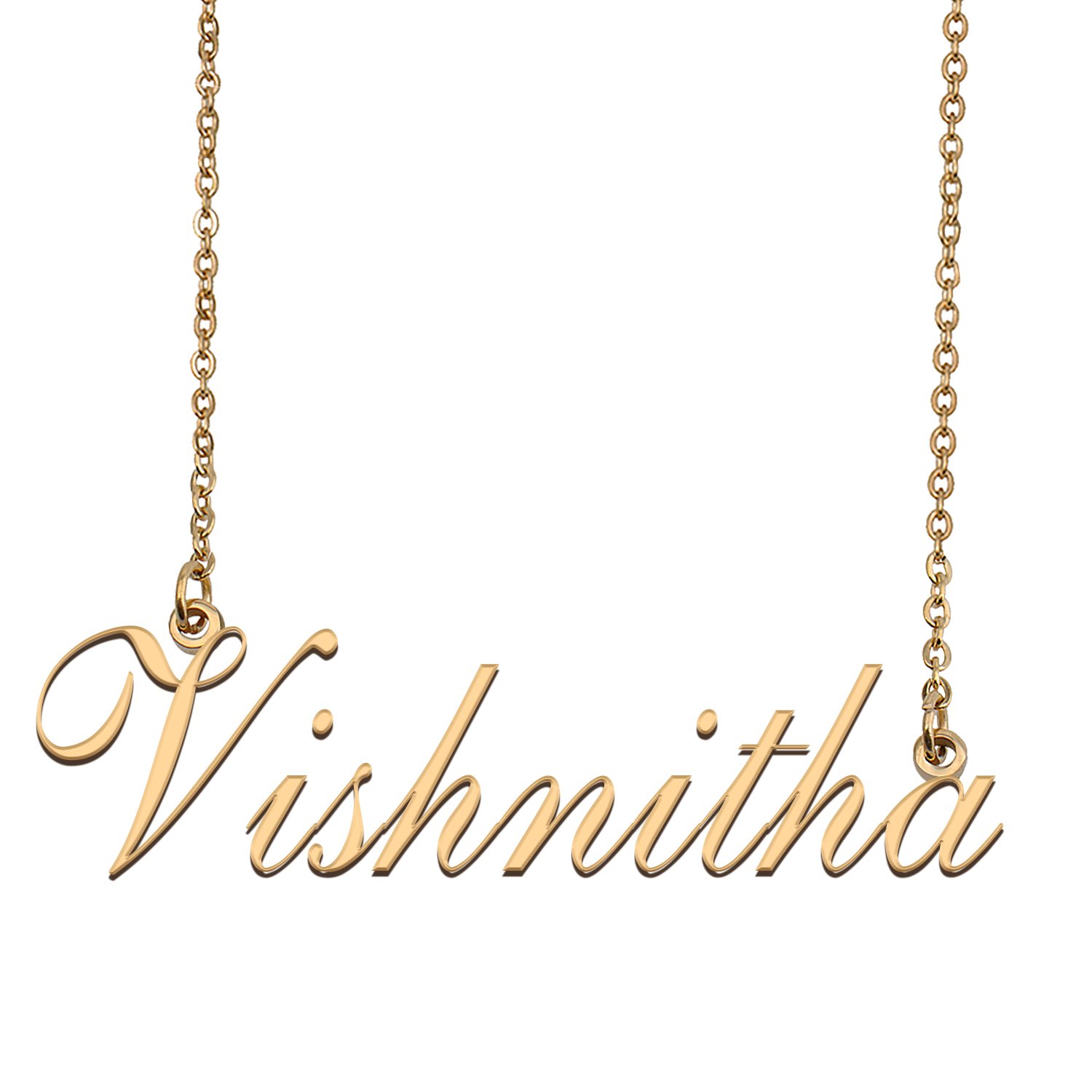 Custom Personalized Name Necklace in Golden Silver for Women Vishnitha