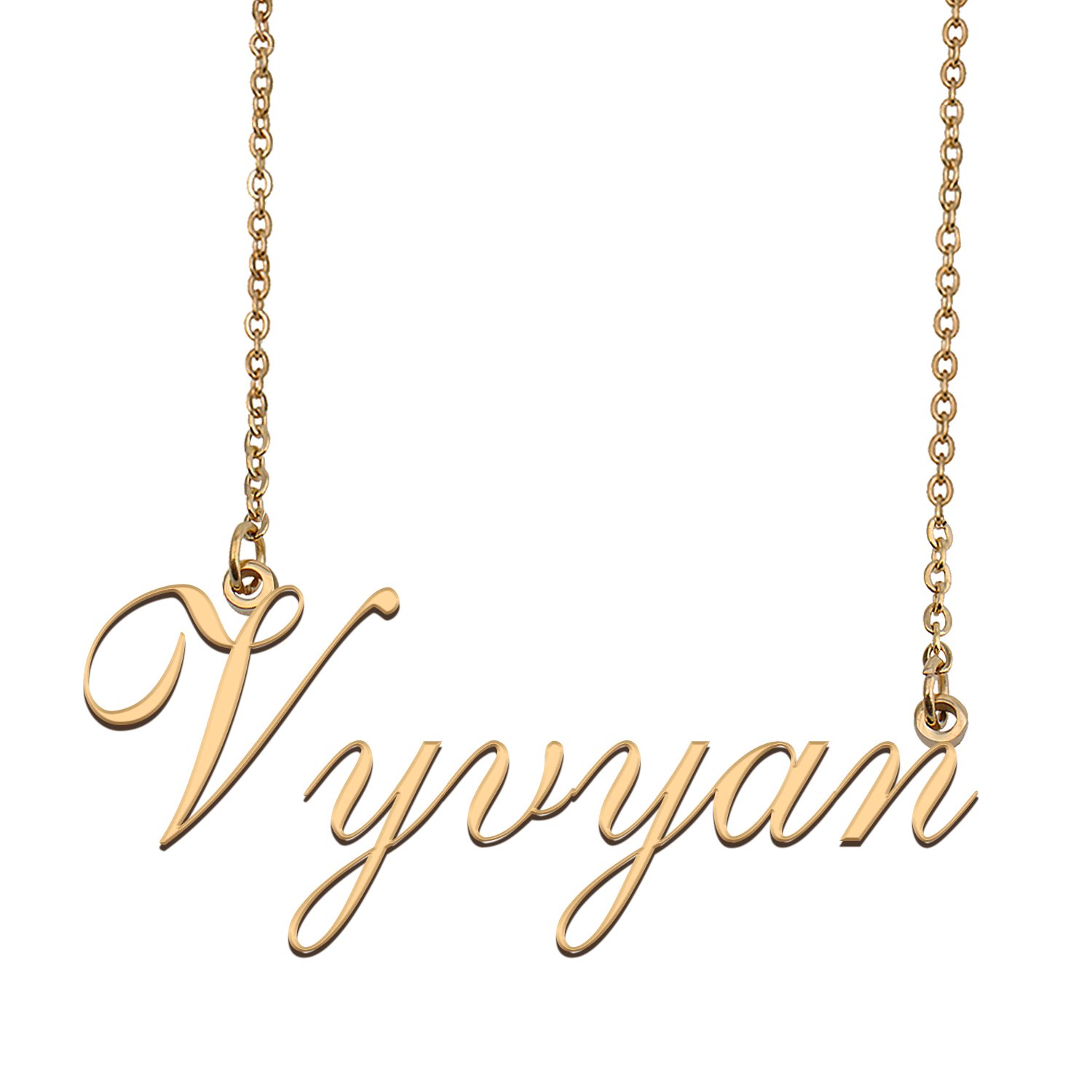 Custom Personalized Name Necklace in Golden Silver for Women Vyvyan