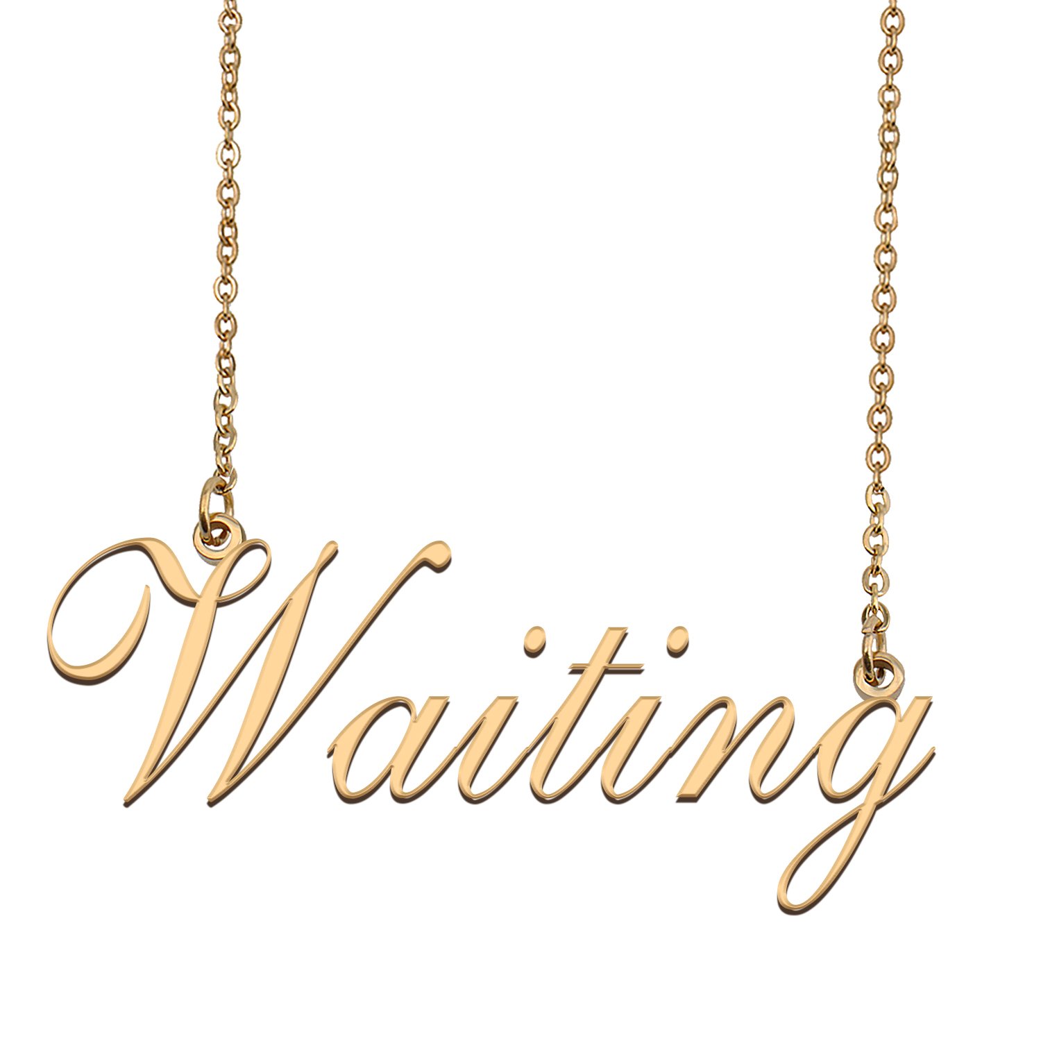 Custom Personalized Name Necklace in Golden Silver for Women Waiting