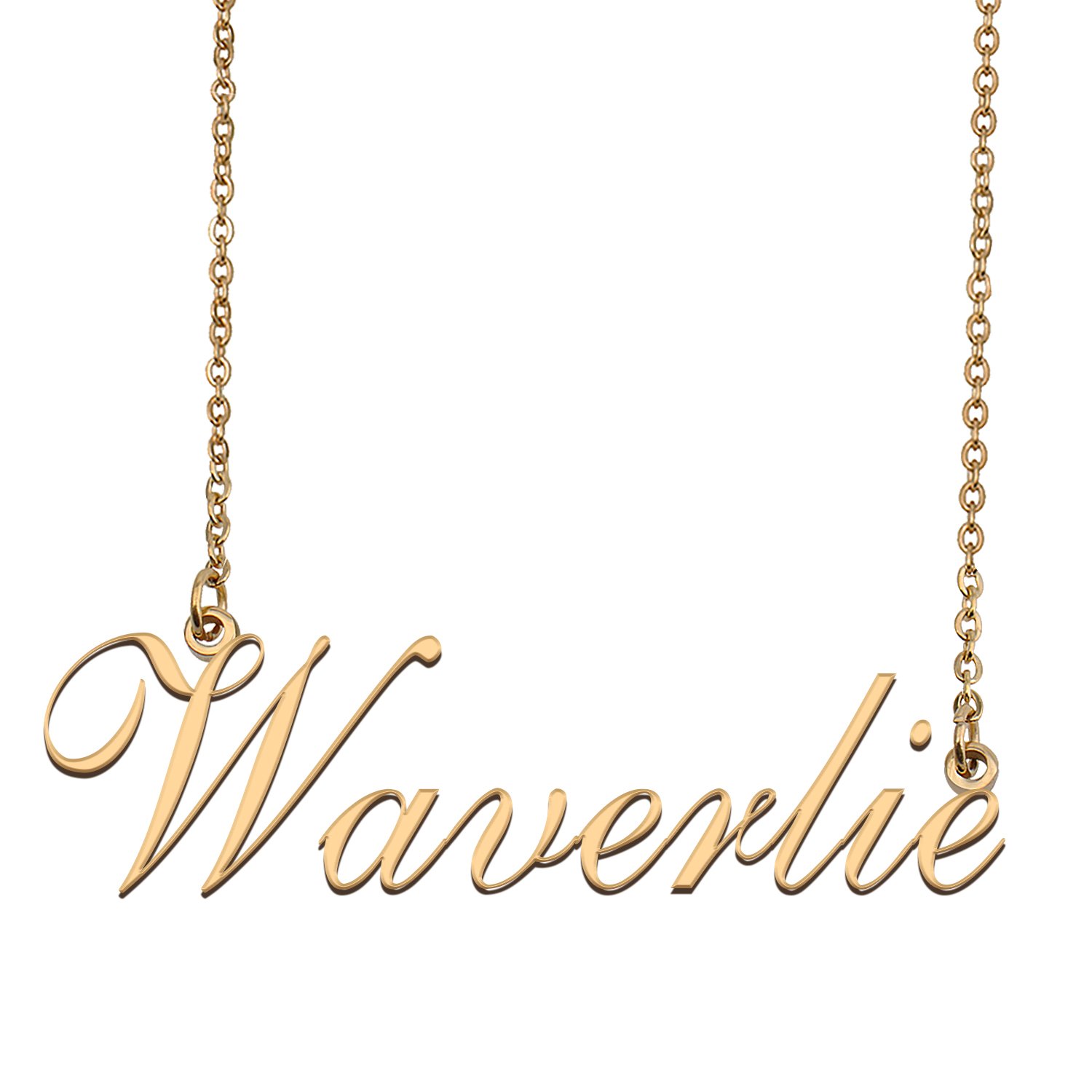 Custom Personalized Name Necklace in Golden Silver for Women Waverlie