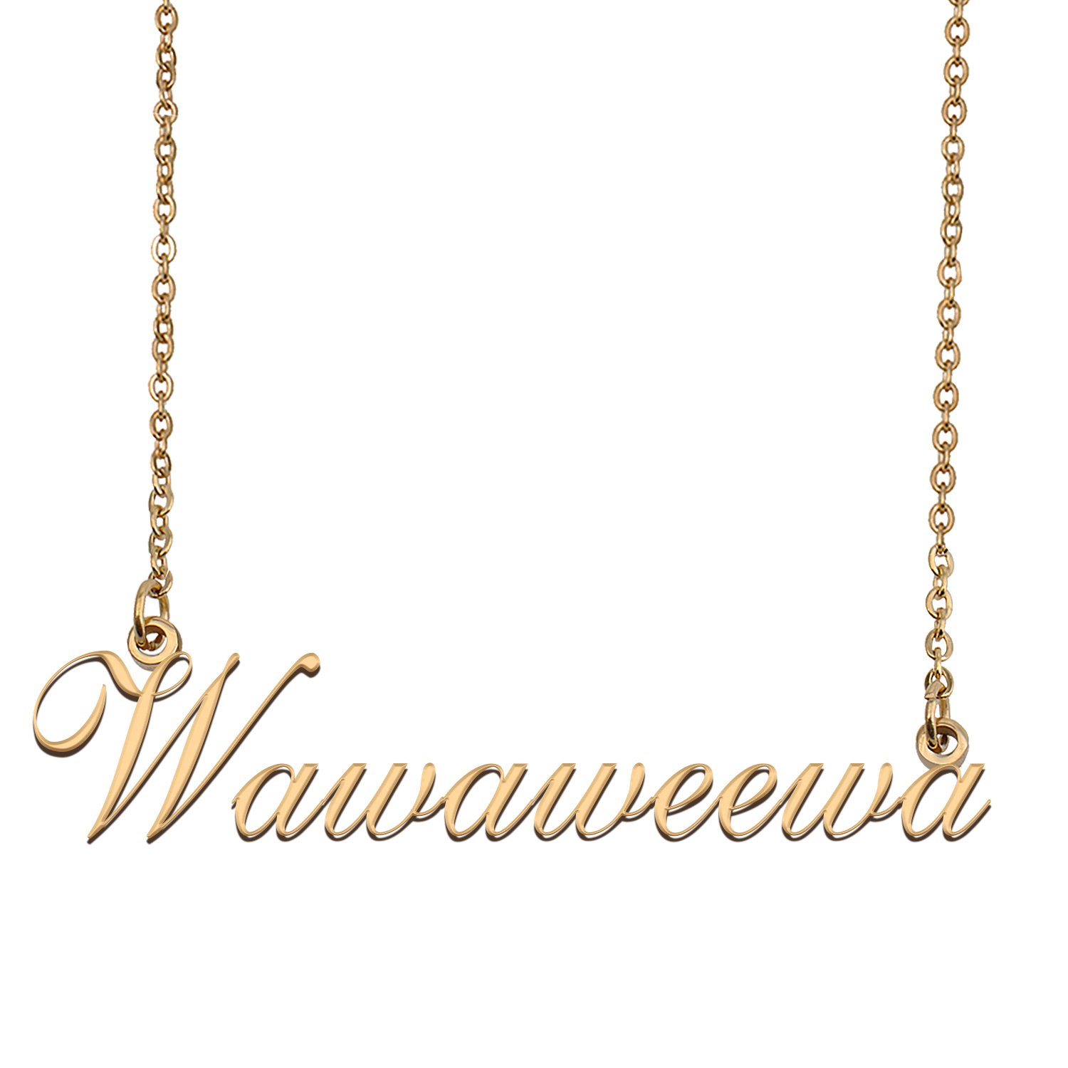 Custom Personalized Name Necklace in Golden Silver for Women Wawaweewa
