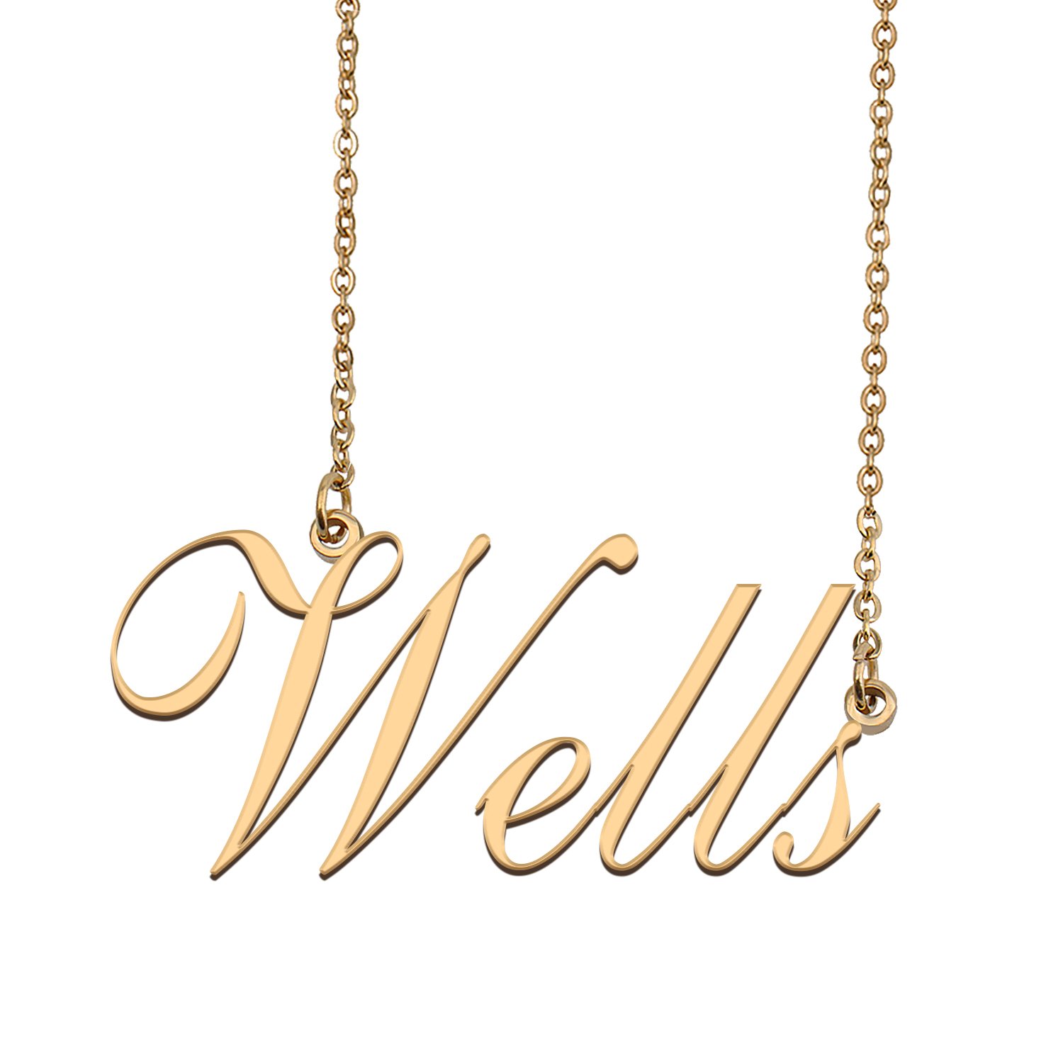Custom Personalized Name Necklace in Golden Silver for Women Wells