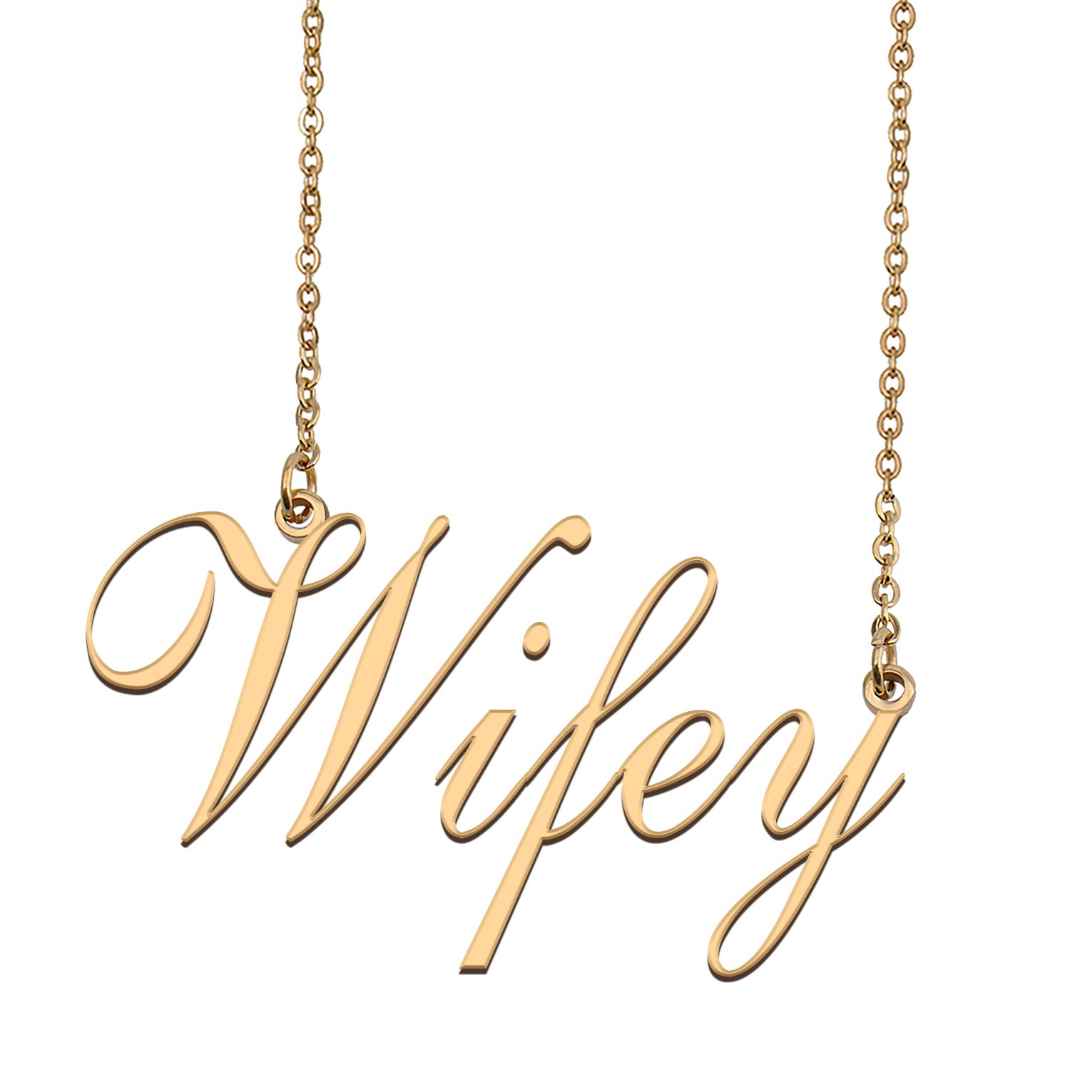 Custom Personalized Name Necklace in Golden Silver for Women Wifey