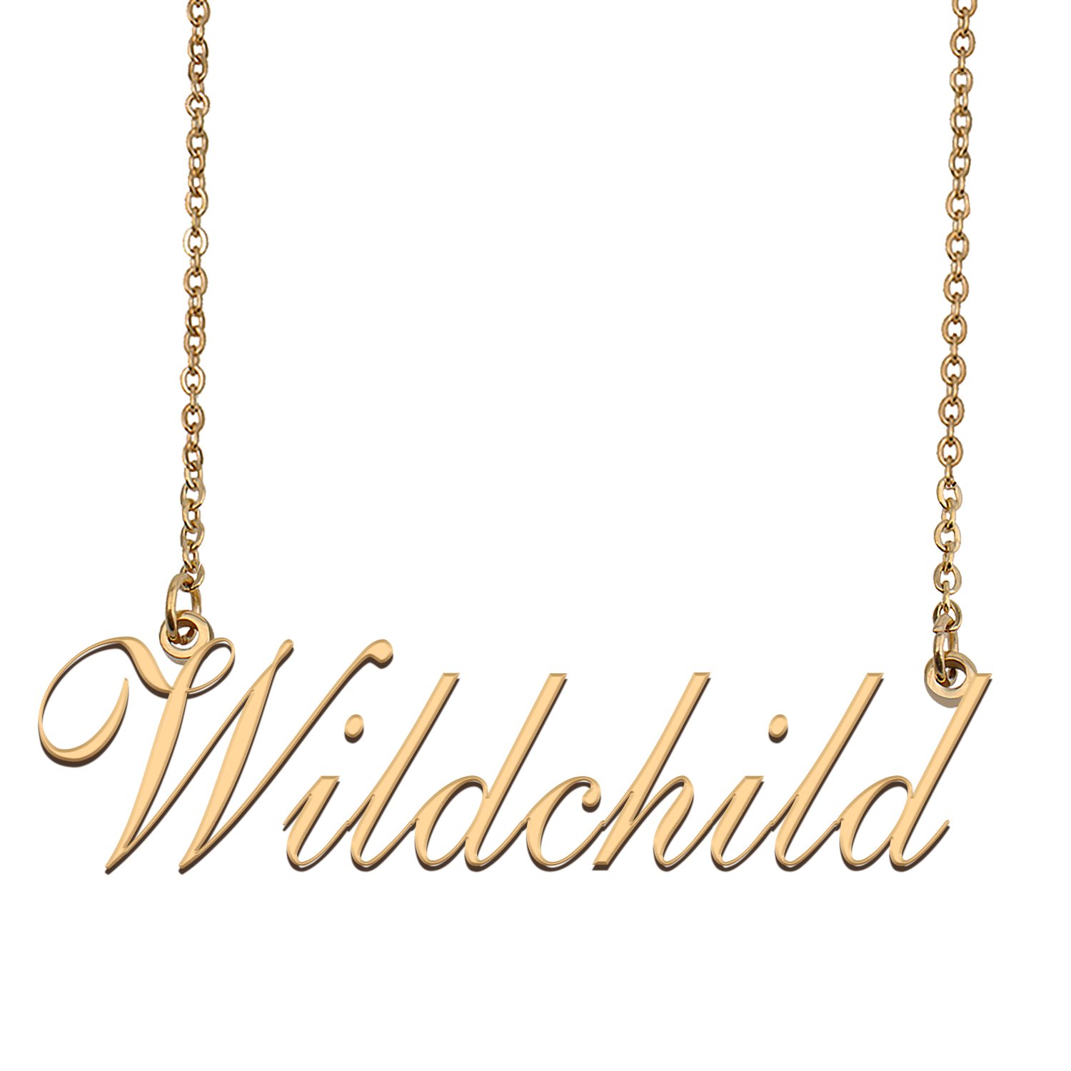 Custom Personalized Name Necklace in Golden Silver for Women Wildchild
