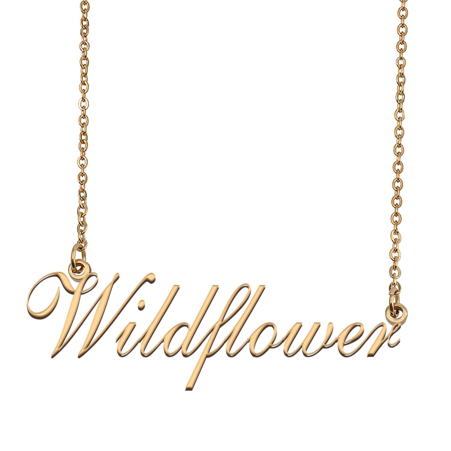 Custom Personalized Name Necklace in Golden Silver for Women Wildflower