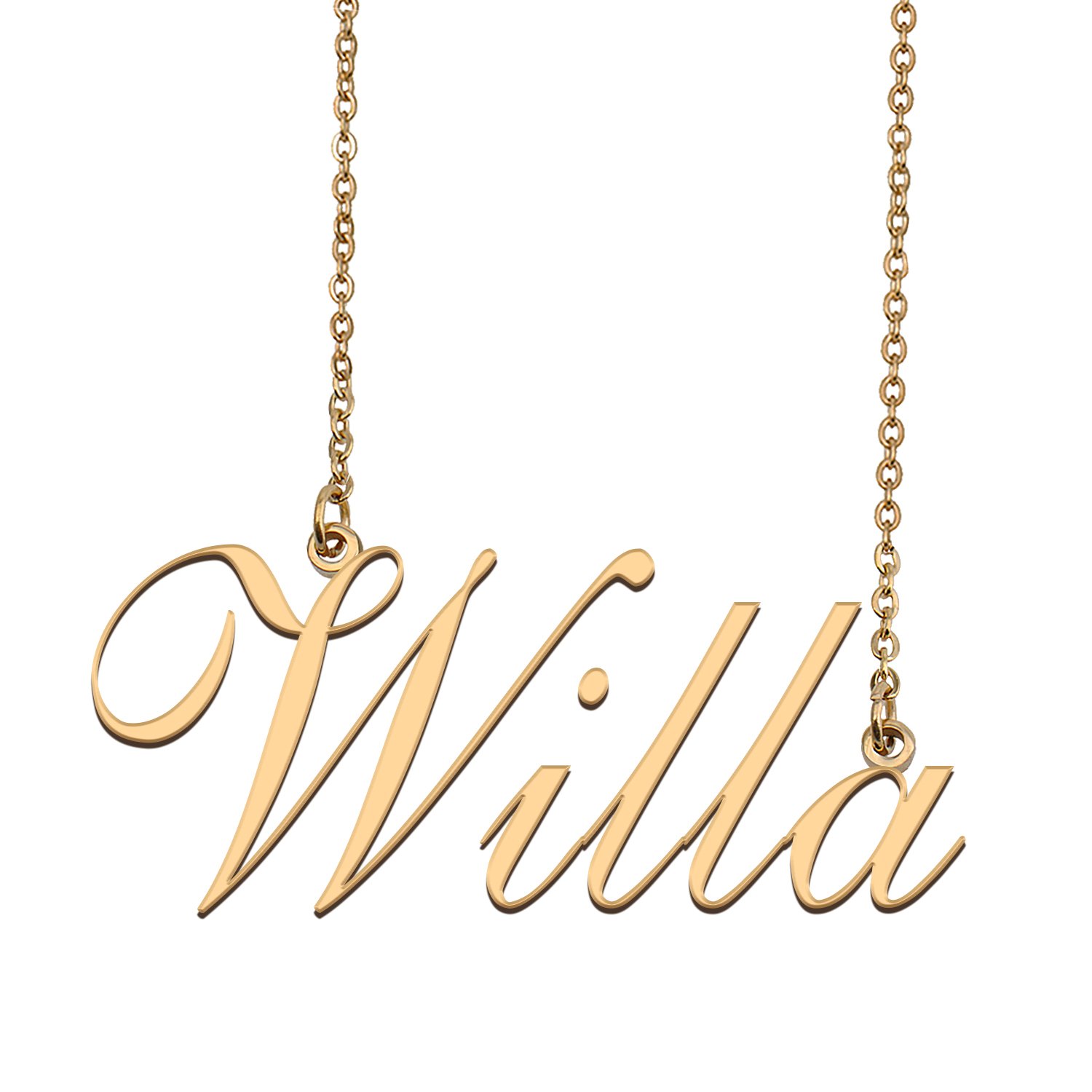 Custom Personalized Name Necklace in Golden Silver for Women Willa