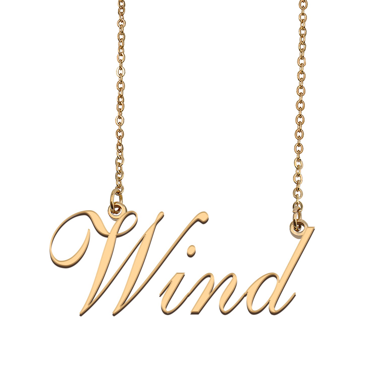 Custom Personalized Name Necklace in Golden Silver for Women Wind