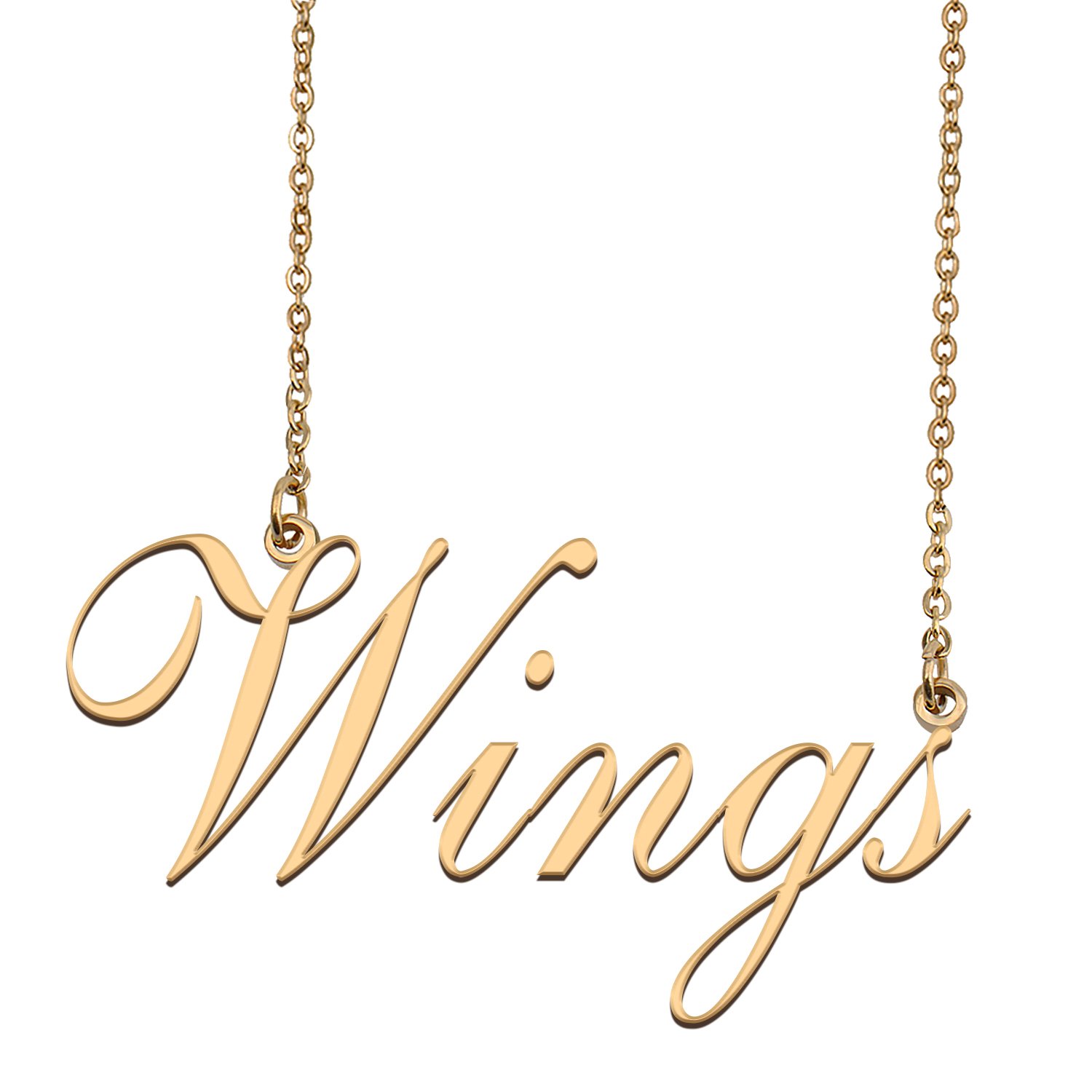 Custom Personalized Name Necklace in Golden Silver for Women Wings