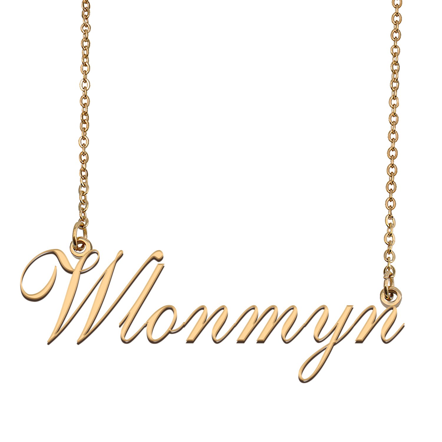 Custom Personalized Name Necklace in Golden Silver for Women Wlonmyn