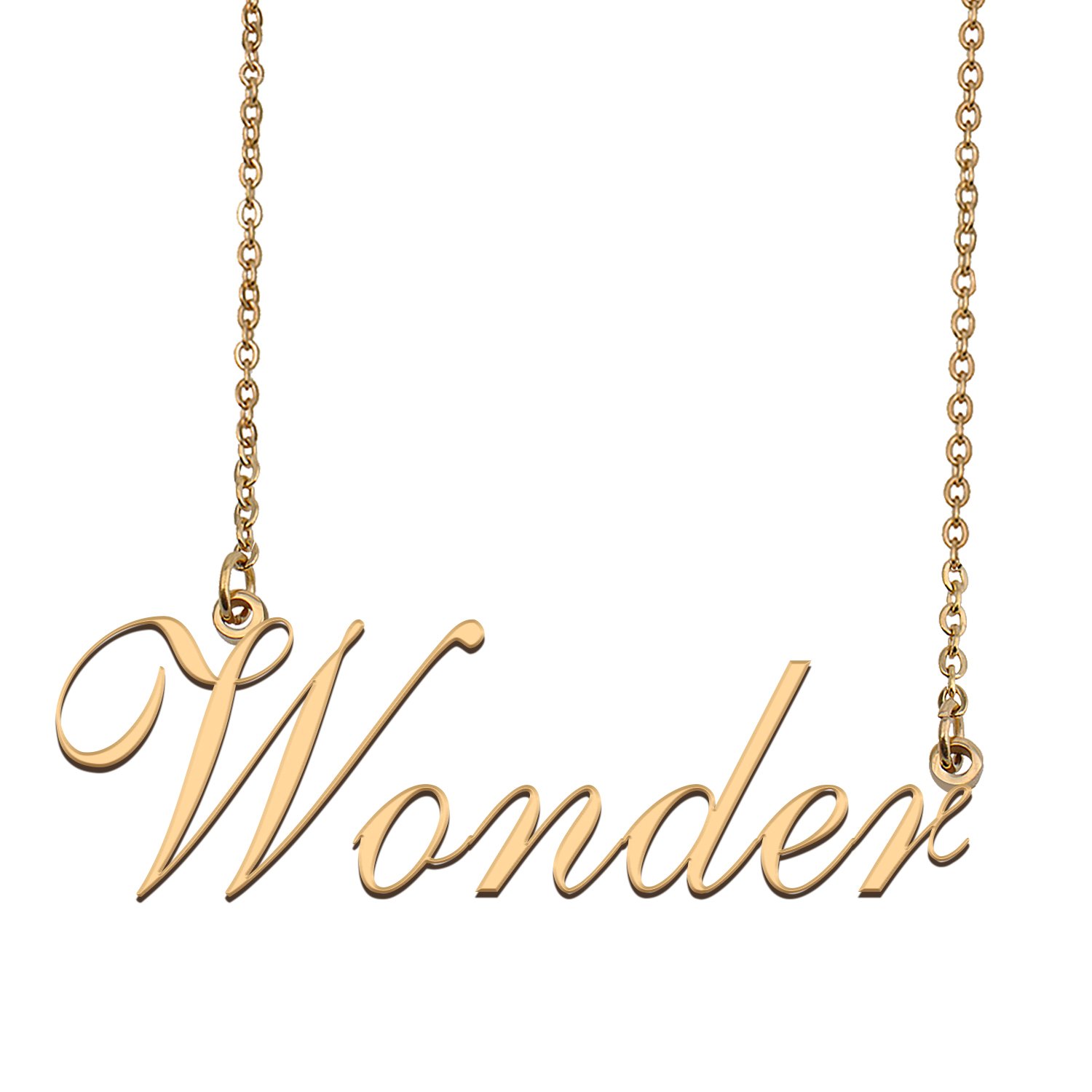 Custom Personalized Name Necklace in Golden Silver for Women Wonder