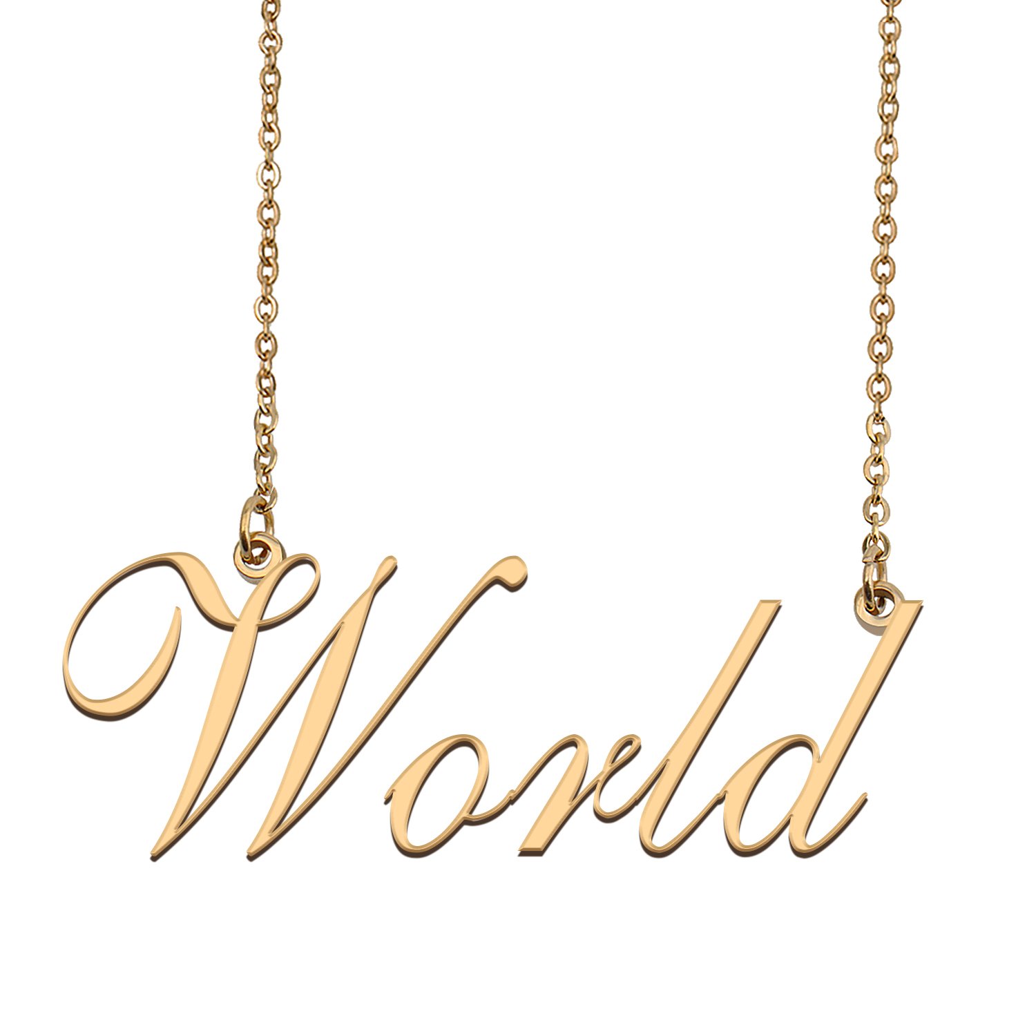 Custom Personalized Name Necklace in Golden Silver for Women World