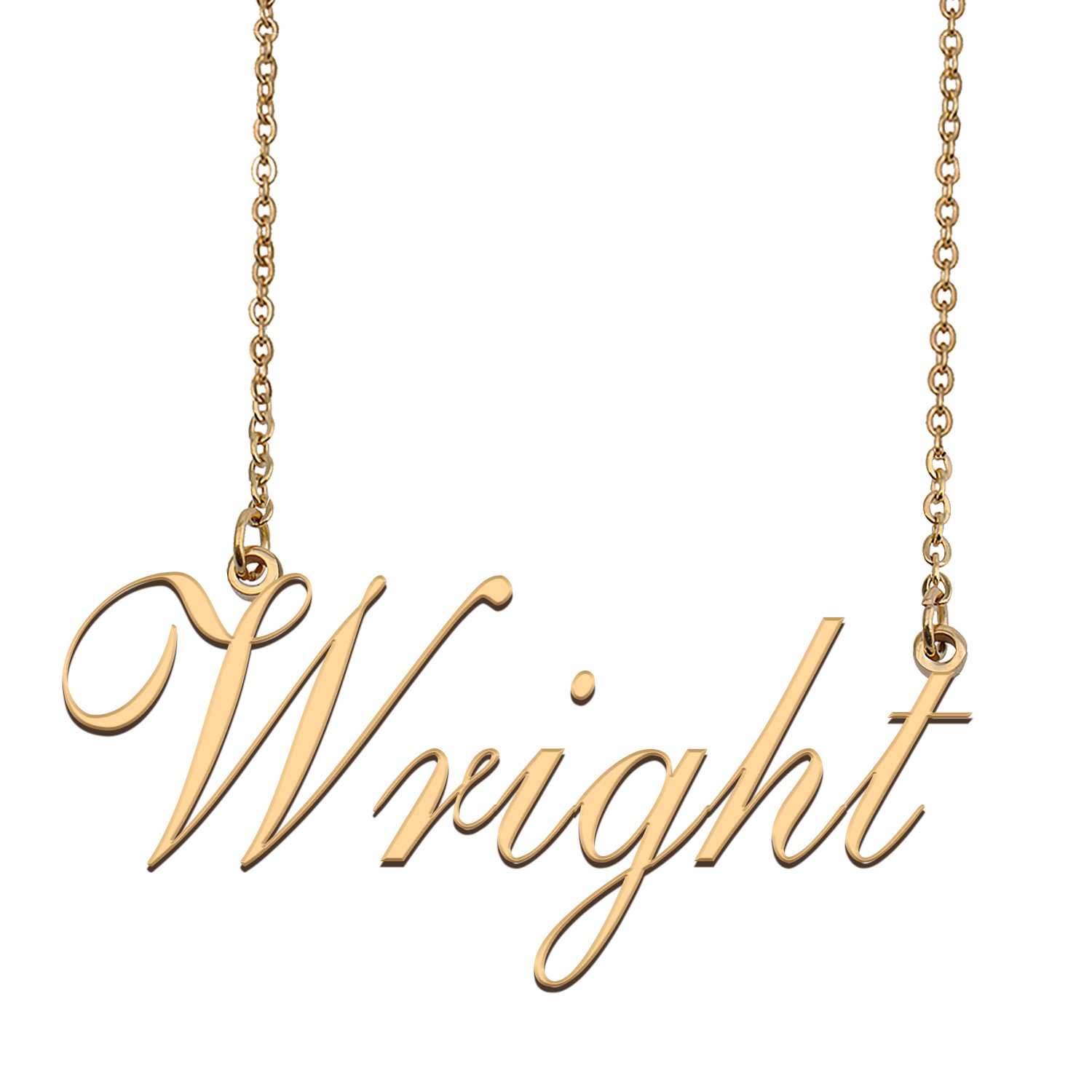Custom Personalized Name Necklace in Golden Silver for Women Wright
