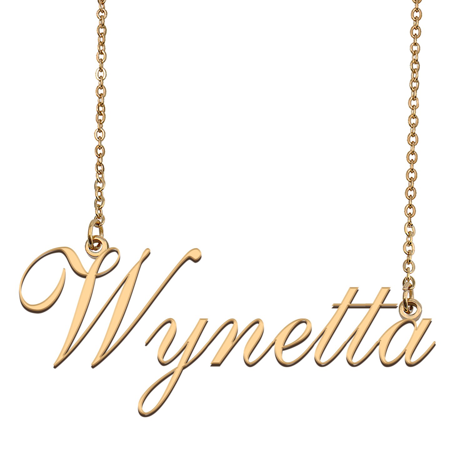 Custom Personalized Name Necklace in Golden Silver for Women Wynetta