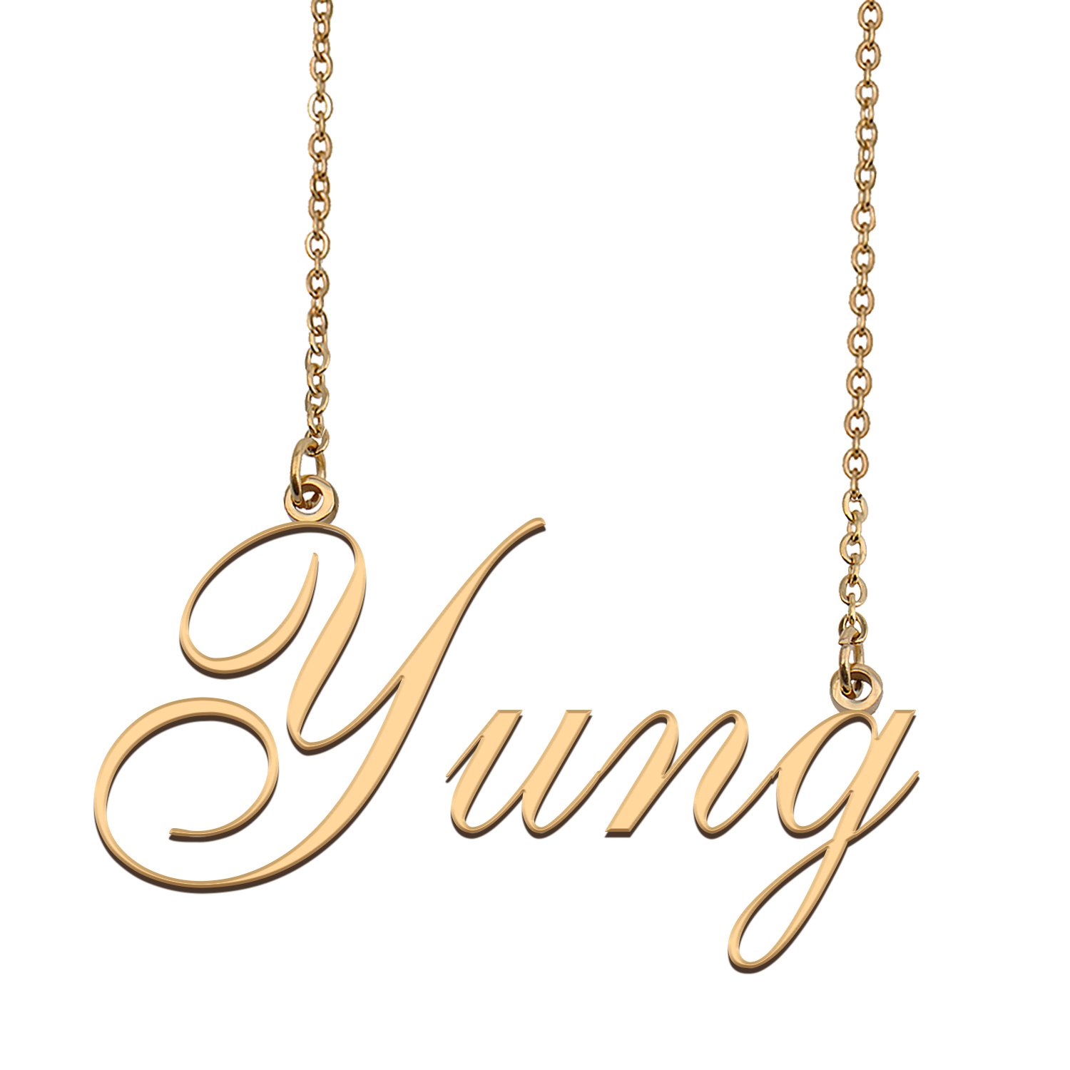 Custom Personalized Name Necklace in Golden Silver for Women Yung
