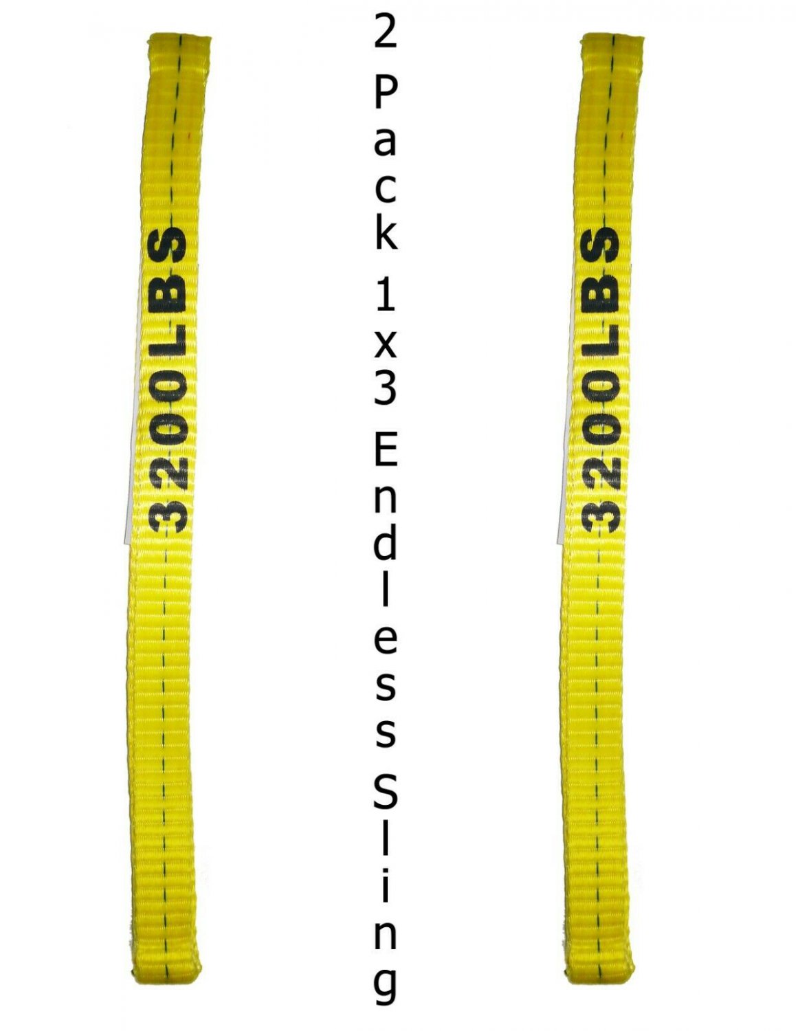 2 Pack- 1" x 3' - 1 Ply Endless Yellow Round Lifting Sling - Polyester Sling (C1150-2)