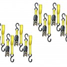 Ratchet Tie Down Motorcycle Strap -8 Pack - Bright Yellow Strap 1 in. x 10 ft. (S41103-2)