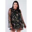 Plus size floral sheer lace mini dress