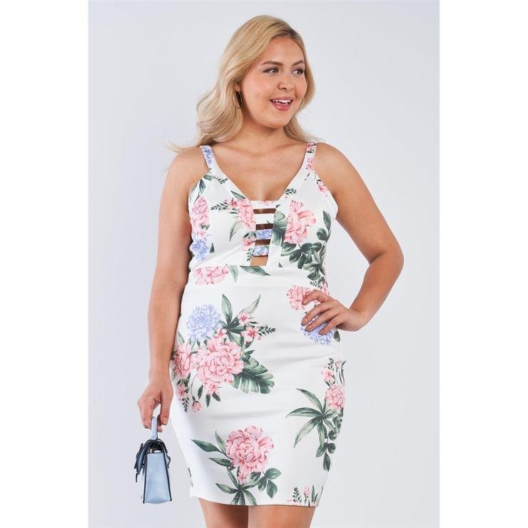 Plus size body con v-neck mini dress