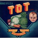 LOT of 10 all the Same Original TOT Cute Baby  Veg. Crate Labels