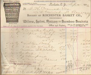 Vintage Letterhead - Willow, Splint, Rattan-Bamboo Baskets 1893 p-1192