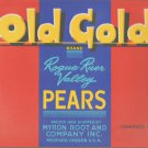 LOT of 10 Same Original Old Gold Vintage Pear Crate Label Rogue River Valley OR.