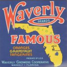 LOT of 10 Same Original Waverly Famous Vintage Orange Crate Label Waverly, FL.