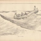 Vintage Art Print The Gibson Girl - They Go Fishing Circa 1907 --G-35