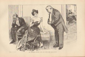Vintage Art Print The Gibson Girl- Mr. Waddles Arrives Late Circa 1907 --G-37