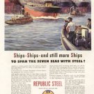 1941 Republic Steel America Building Ships Advertising Print Ad-tva1476