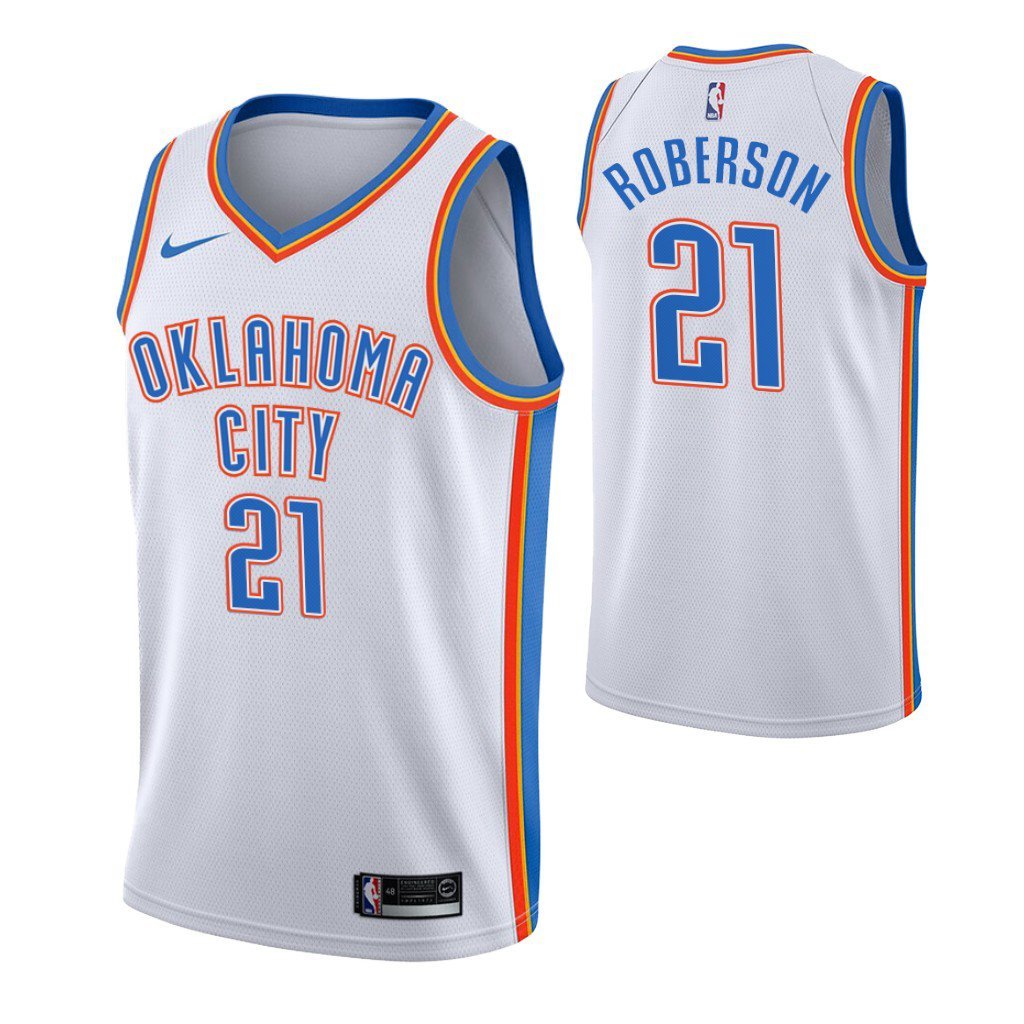 Men's Oklahoma City Thunder #21 Andre Roberson White basketball Jersey