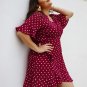 Plus Size Dress for Women, Polka Dot Dress with Half Sleeves, V-Neck Dress about the Knee