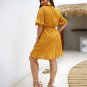 Plus Size Dress for Women, Polka Dot Dress with Half Sleeves, V-Neck Dress about the Knee