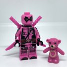 Pink Deadpool Minifigure Marvel Superhero with Teddy Bear
