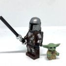 Mandalorian and Baby Yoda Minifigures Star Wars Din Djarin and Grogu with Darksaber