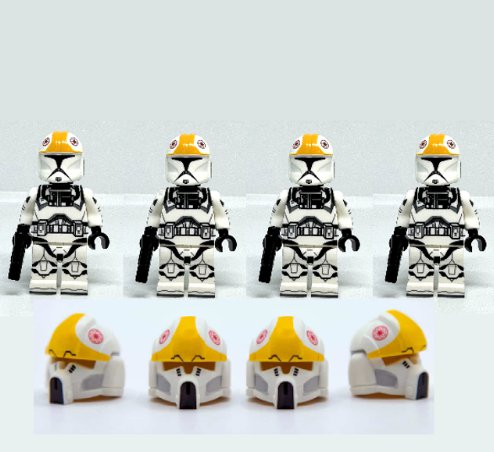 Clone Pilot Minifigure - Phase 1 - Star Wars Attack of the Clones x4 Pilots+P2 Helmets