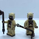 2 Tusken Raider Minifigures Star Wars Tatooine Sand People with Gaffi Sticks