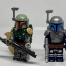 Boba Fett and Jango Fett Minifigurse Star Wars Mandalorian Bounty Hunters with Armor