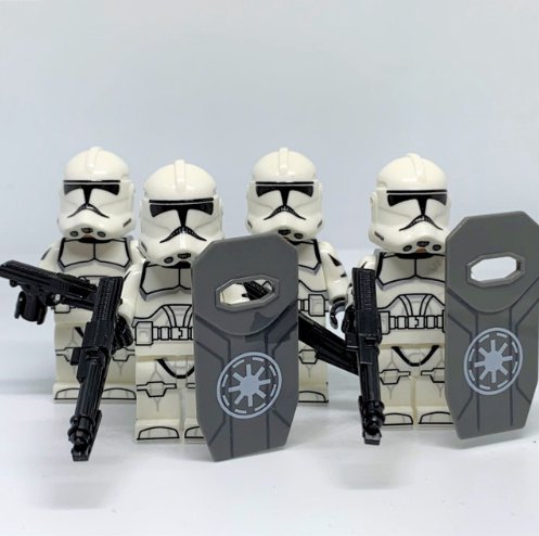 4 Clone Trooper Minifigures Star Wars Clone Riot Shield Troopers
