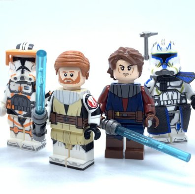 Captain Rex Commander Cody Obiwan Kenobi and Anakin Skywalker Minifigures Star Wars The Clone Wars